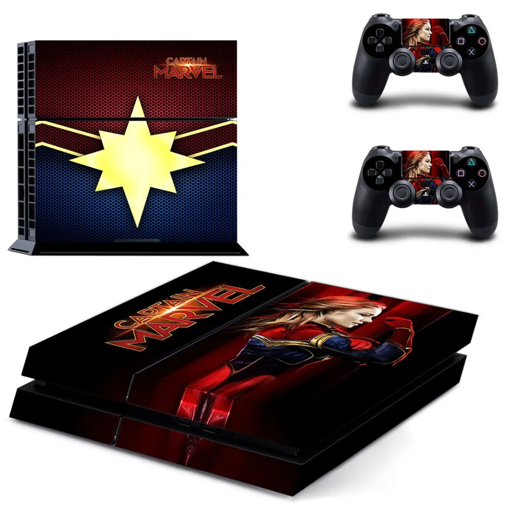 Мстители Капитан Marvel PS4 Наклейка Виниловая наклейка для Playstation 4 консоль и 2