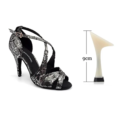 Black 9cm SHOYDANC zapatos de baile latino mujer Женская танцевальная обувь Латинская Сальса Бальные Танцевальные Туфли белый/черный фланелевый танцевальные сандалии - Цвет: Black 9cm