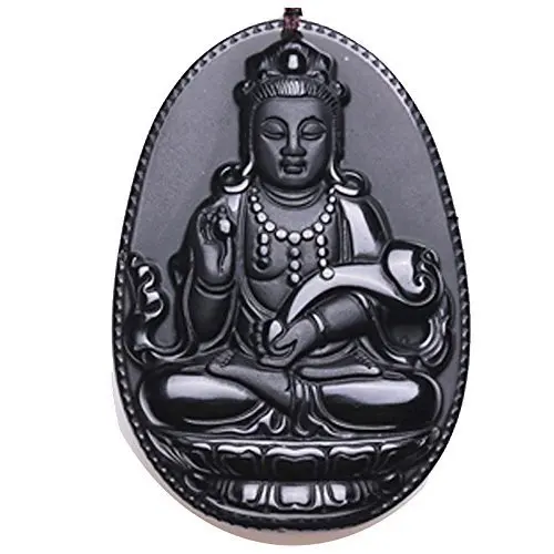 Koraba изящные ювелирные изделия ручной резки природный обсидиан Avalokitesvara Kwan-Yin