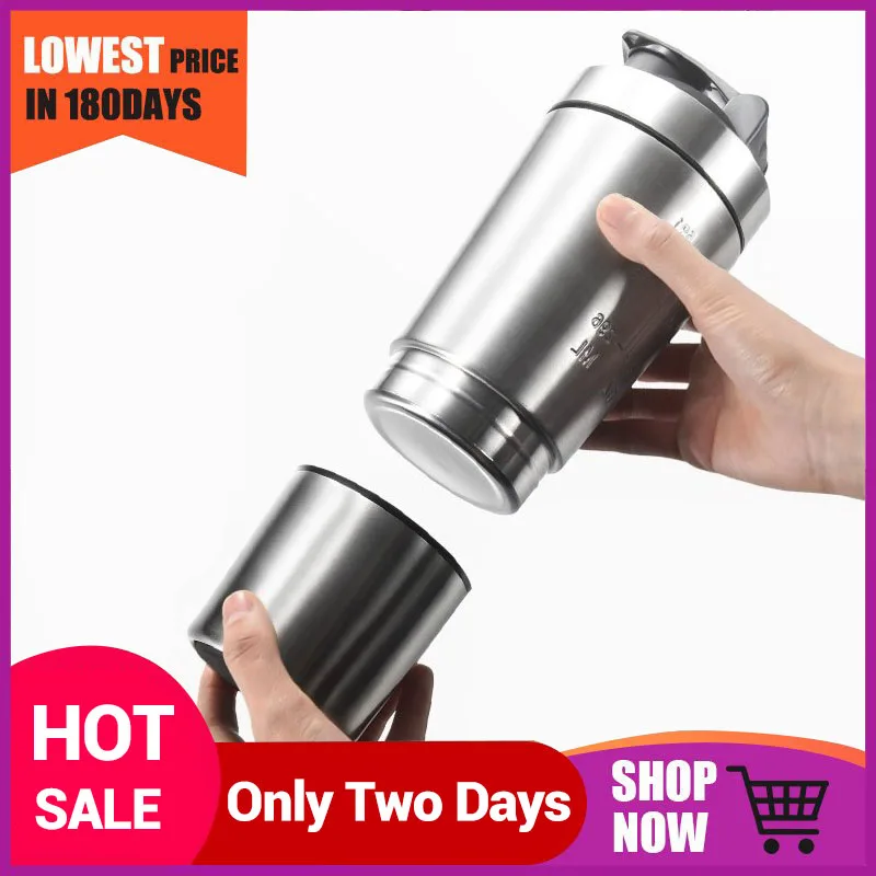 

26OZ Detachable Whey Protein Powder Sports Shaker Bottle For Water Bottles Gym Nutrition Blender Cup 304 Stainless Steel Mixer