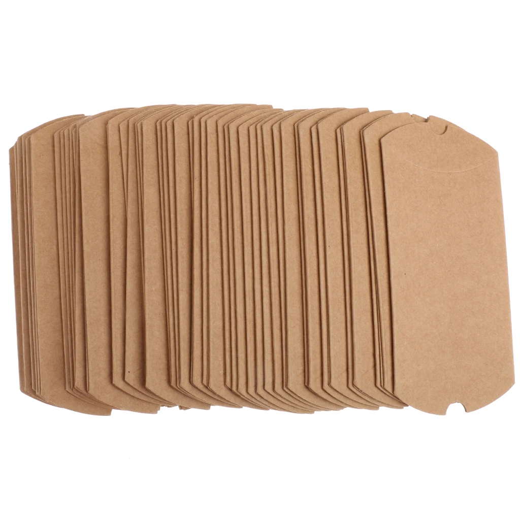

Brown Pillow Kraft Box Wedding Party Favor Gift Candy Boxes Pack of 50pcs