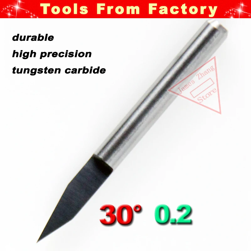 5 pcs-3.175X30X0.2mm V Type Carbide engraving bit For PCB wood J3.3002 | Milling Cutter