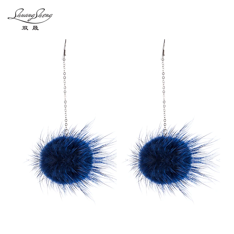 Женские серьги с помпоном из меха норки E084 2017|new earrings|new fashion earringsearring color |