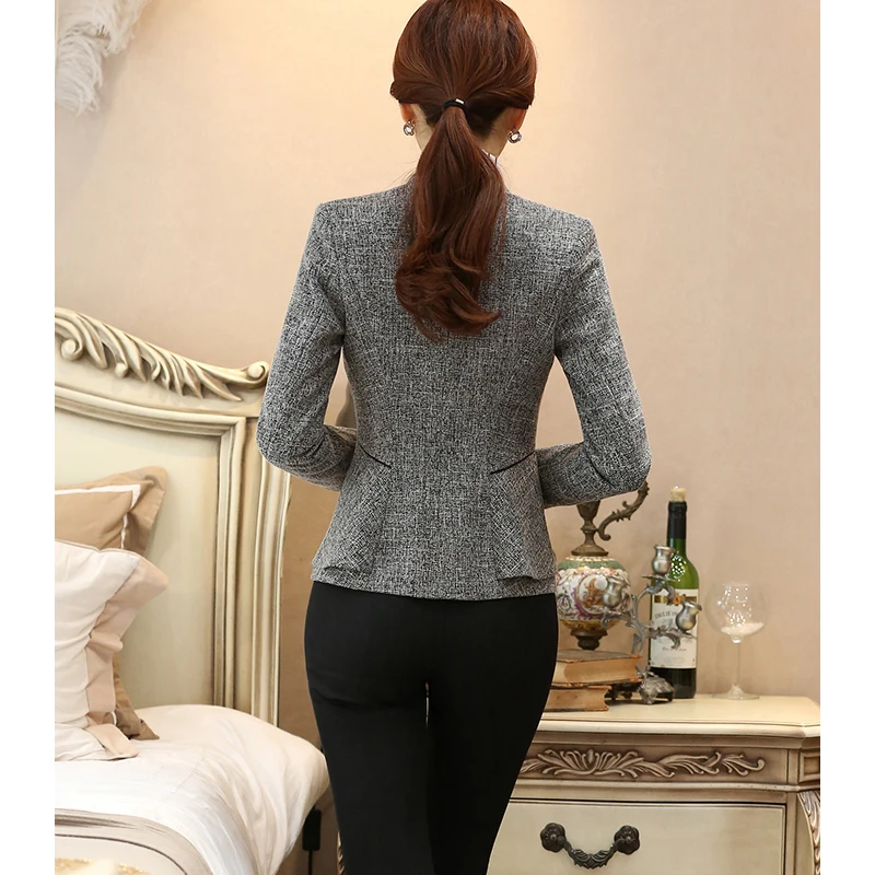 Серые Формальные Элегантные Костюм со штанами для работы S-4XL Для женщин Feminino