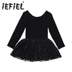 Милый детский танцевальный Купальник для девочек, балетное платье с блестками, детские танцевальные костюмы, платье для катания на коньках, гимнастическое тренировочное платье балерины