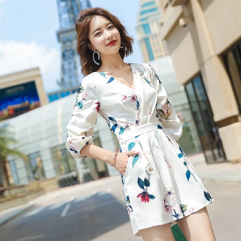 Комбинезон женский с V образным вырезом и рукавами фонариками винтажный