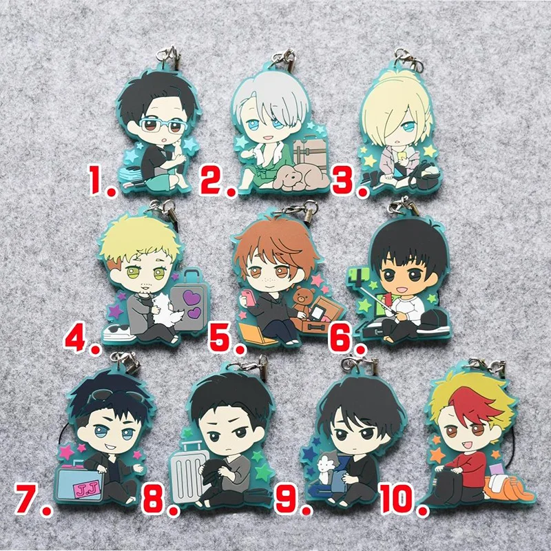 1 шт. распродажа YURI on ICE Yuri Victor Katsuki Phichit Отабек Алтын резиновый брелок для телефона
