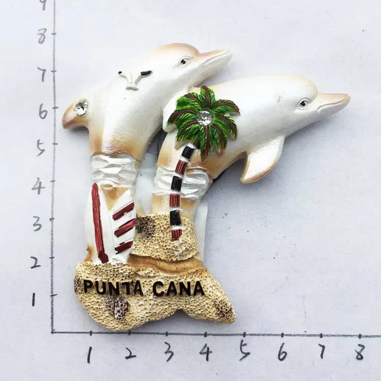 3D Смола Испания Доминика Punta Cana туристические сувенирные магниты на холодильник Дельфин холодильник магнитная наклейка домашний декор