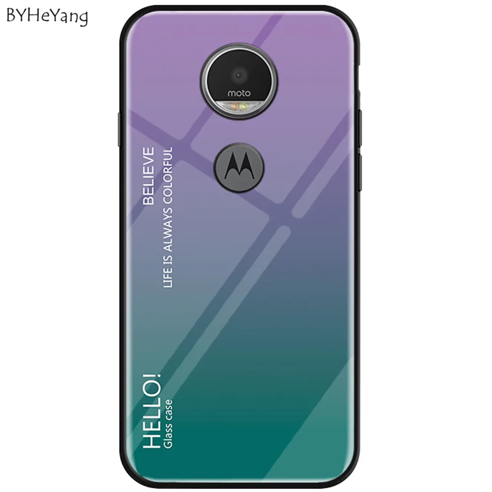 For Motorola Moto G6 Play Case Luxury Hard Tempered Glass Fashion Gradient Protective Back Cover case play full capa |