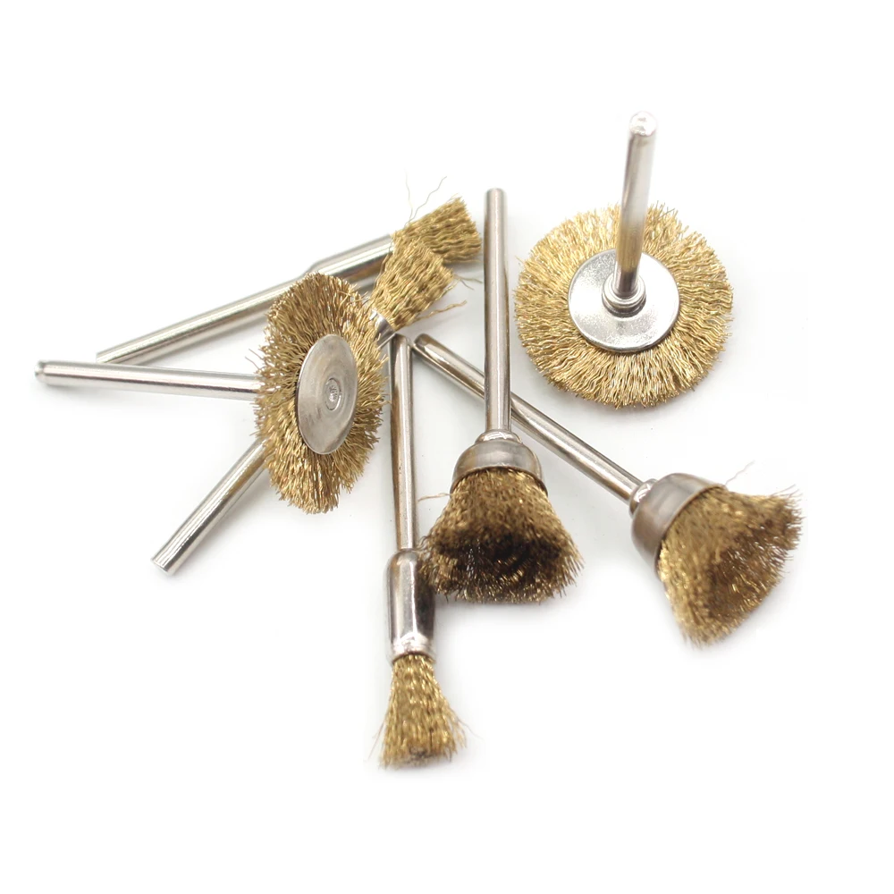 

9pcs copper wire brush metal wire brush roller rust removal wood working bits abrasive/polishing bits accessory