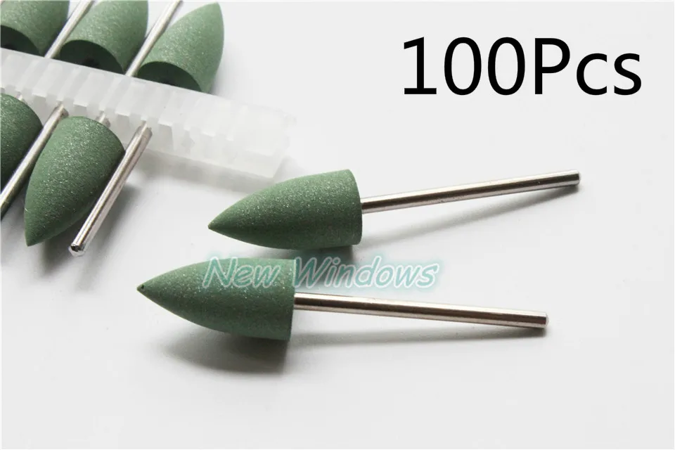 

Dentist Lab 100Pcs Green SILICONE Polishers 2.35mm Diamond polishing Burs