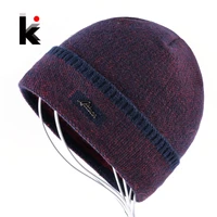 winter hat thick knitted skullies beanies men double layer keep warm knitting hats for men add velvet caps boy touca