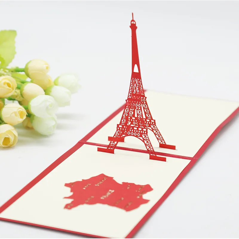 Eiffel Tower Нотр-Дам де Пари миниатюры день рождения 3D карты Карта мира аттракционы деловые приглашения карты мальчик подарки туристическая открытка - Цвет: Eiffel Tower
