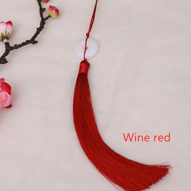Wine red 5 шт. белая Нефритовая пряжка с символом мира кисточкой самодельный брелок шапки ремни Подвески для изготовления украшений занавес Подвеска для изготовления аксессуаров ремесло кисточкой - Цвет: Wine red