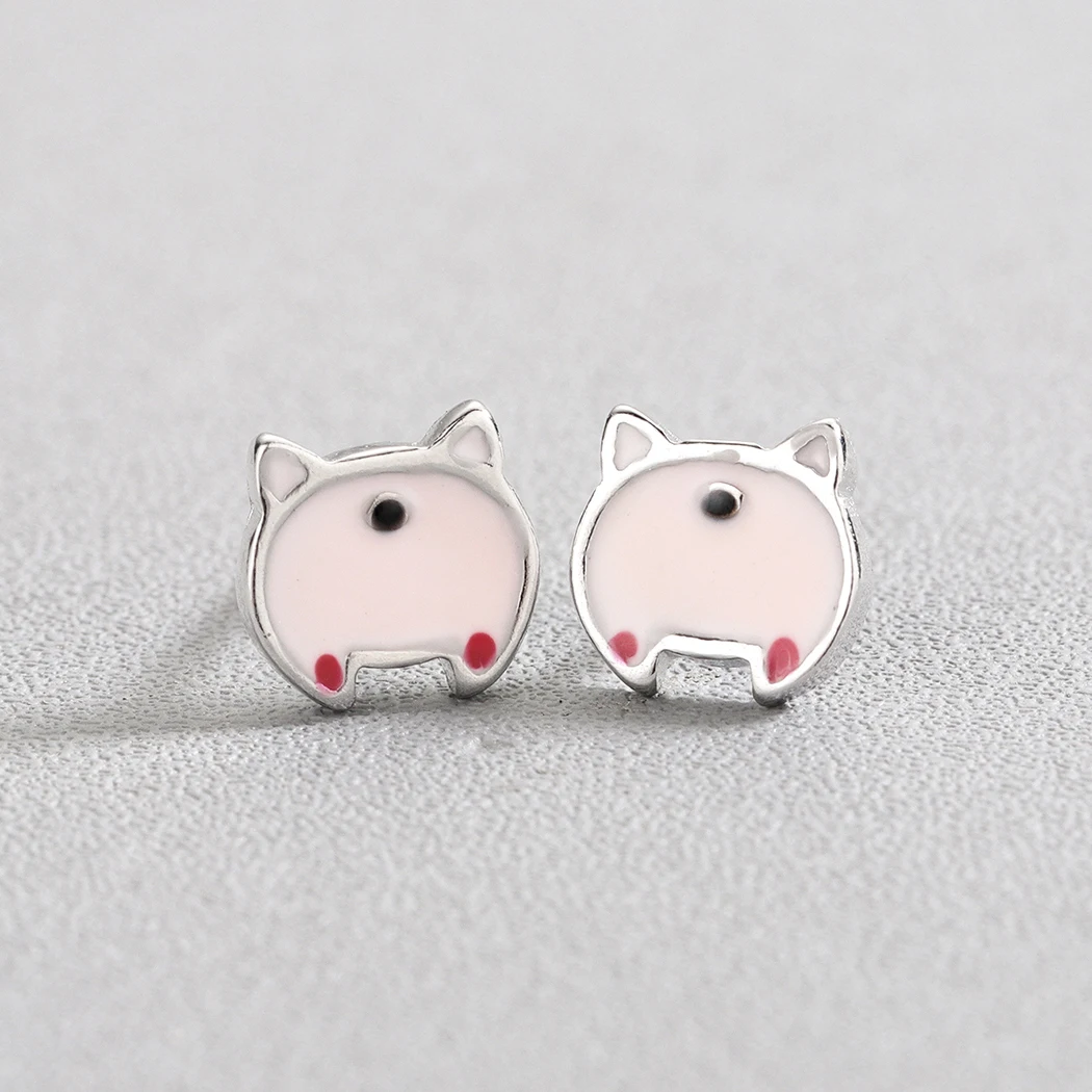 Милые серьги QIMING в виде животных розовая свинка для девочек подарок на день