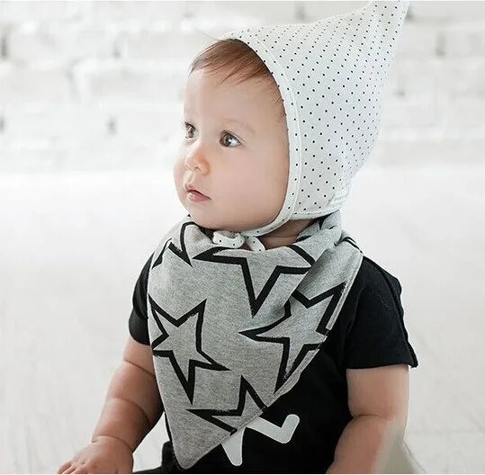 2018 Fashion Baby Bibs with Stars Button Style Boy Solid Moms Care Slabbers Pure Cotton Bandana Bib for Newborn | Детская одежда и