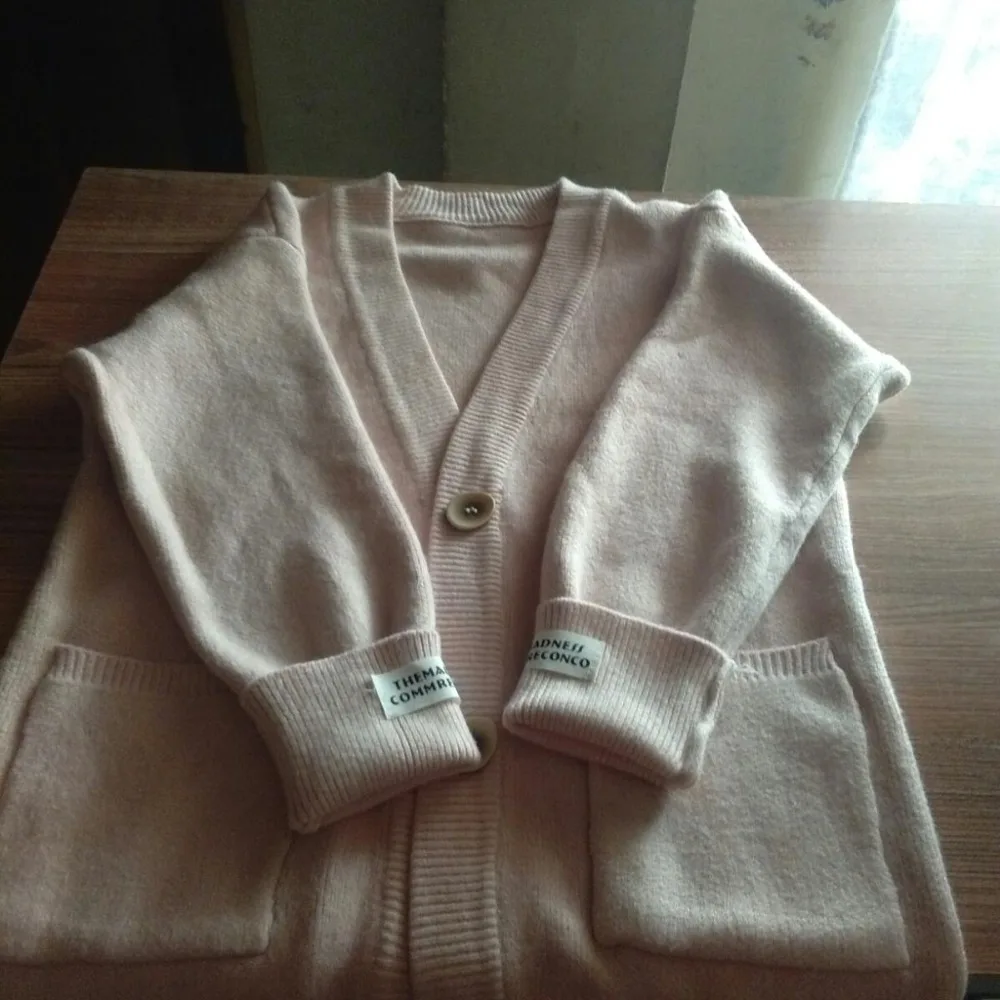 Женский кашемировый кардиган повседневный однобортный Свободный с V-образным