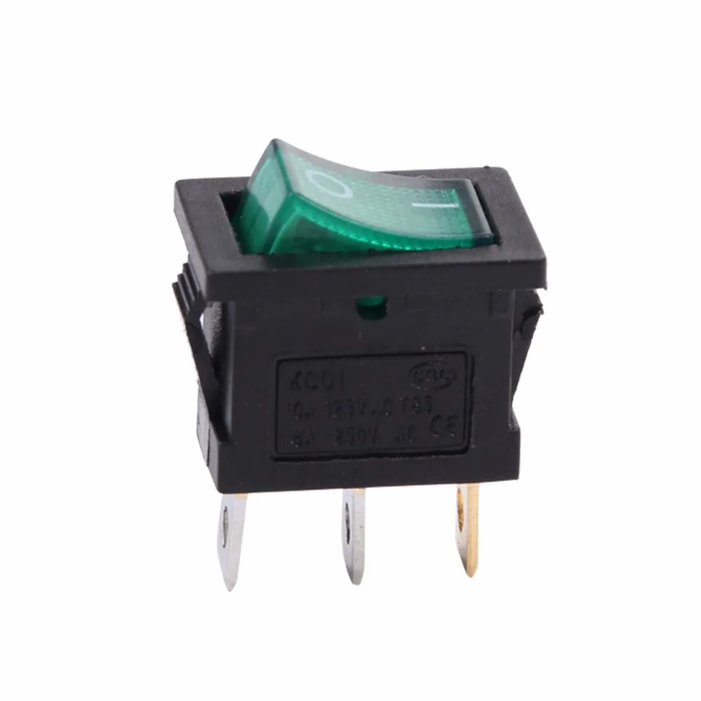 10 шт. KCD1-102N лодка Кулисный Переключатель 250 В 3 Pin SPST Мини кулисный переключатель