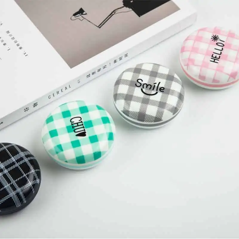 

New arrival Canvas lattices storage box earphone fashion style with microphone for girls kids cellphone tablet earhook earbud