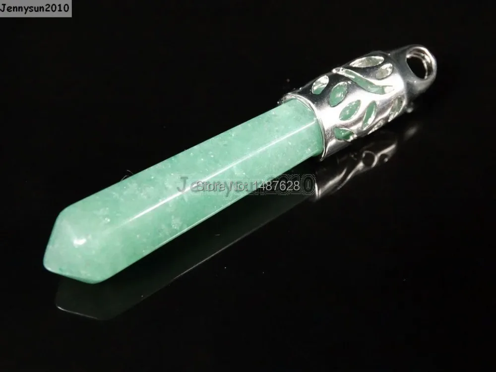 Натуральные зеленые драгоценные камни из авантюрина Длинные шестигранные