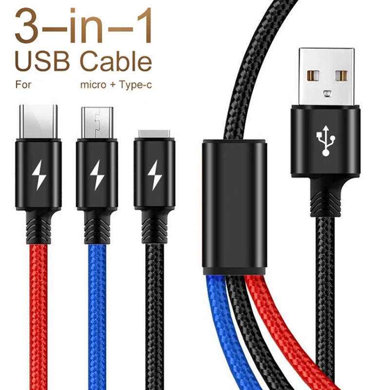 0,3 м 1,2 м 2 м 3 в 1 usb type C зарядный кабель Универсальный Мульти USB кабель для зарядного устройства для huawei P30 Pro samsung Realme X2 Pro