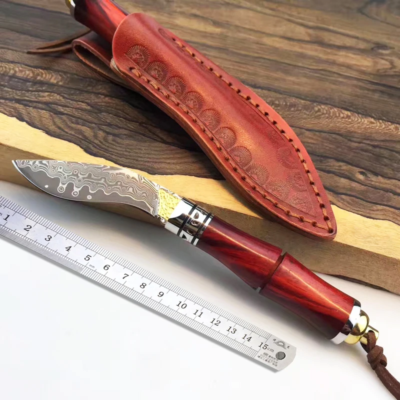 Новейшая коллекция мини Дамасские Самурайские фиксированные ножи нож с черной