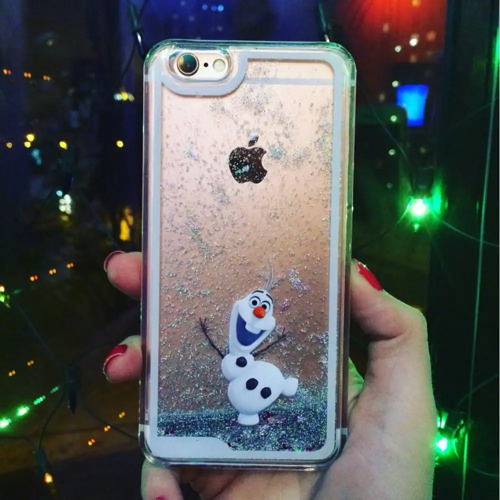Для iPhone 6 Чехол симпатичная Снеговик снег сокровище прозрачный блеск Star жидкость