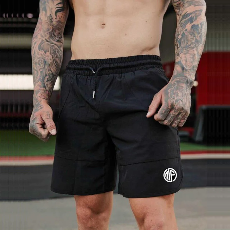 Фото Шорты мужские для бега, летние, быстросохнущие, в стиле пэчворк №4