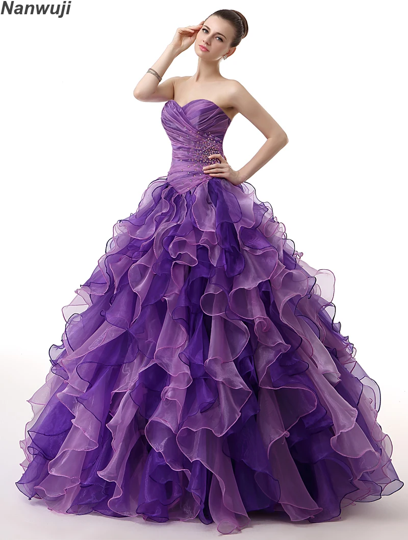 Пышные фиолетовые платья Quinceanera 2018 милое платье с бисером милые бальные 16 синего