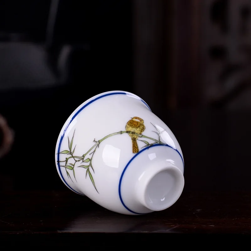 6 керамических чашек для чая из фарфора, набор для кунг-фу, ручная роспись, небольшие чаши для церемонии и украшения дома.