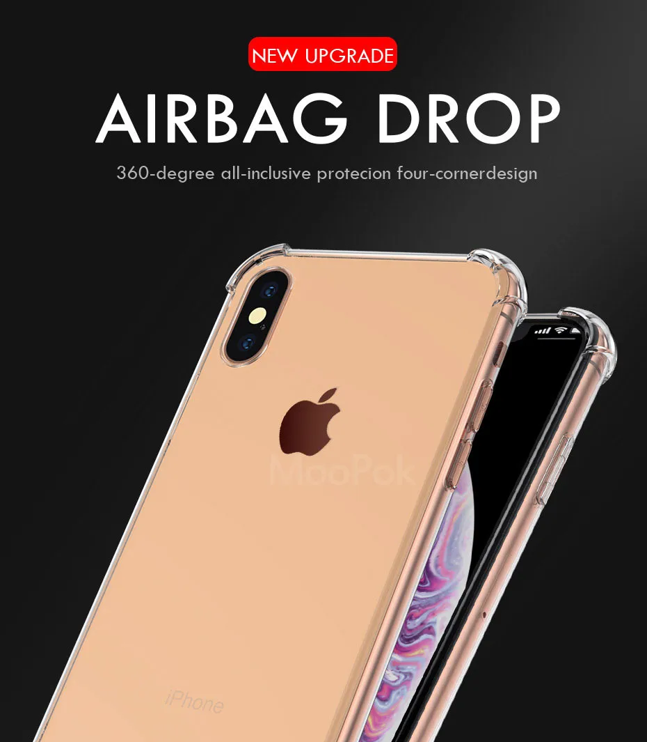 Moopok прозрачный противоударный чехол для телефона для iPhone X XS MAX XR 10 мягкий чехол из ТПУ для iPhone 8 7 6 6s Plus чехол s Shell p30