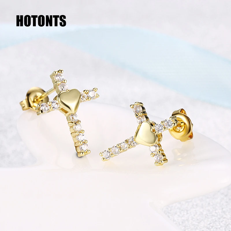 E182 Модные украшения Для женщин блестящие кубического циркония крест серьга