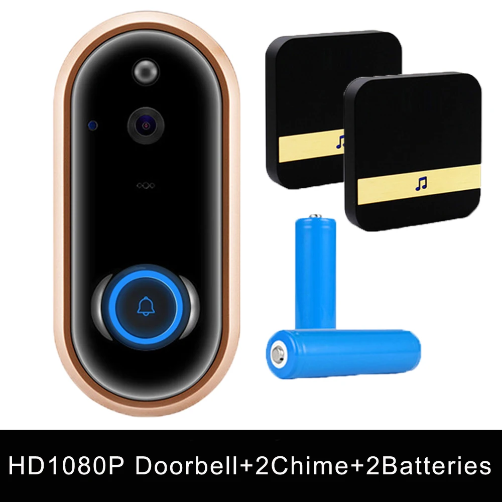 Yiktree HD 1080P Wifi видео дверной звонок беспроводная домашняя батарейка камера двухсторонняя аудио разговора ночное видение PIR Смарт дверной звонок кольцо - Цвет: M6-G-2in-BB