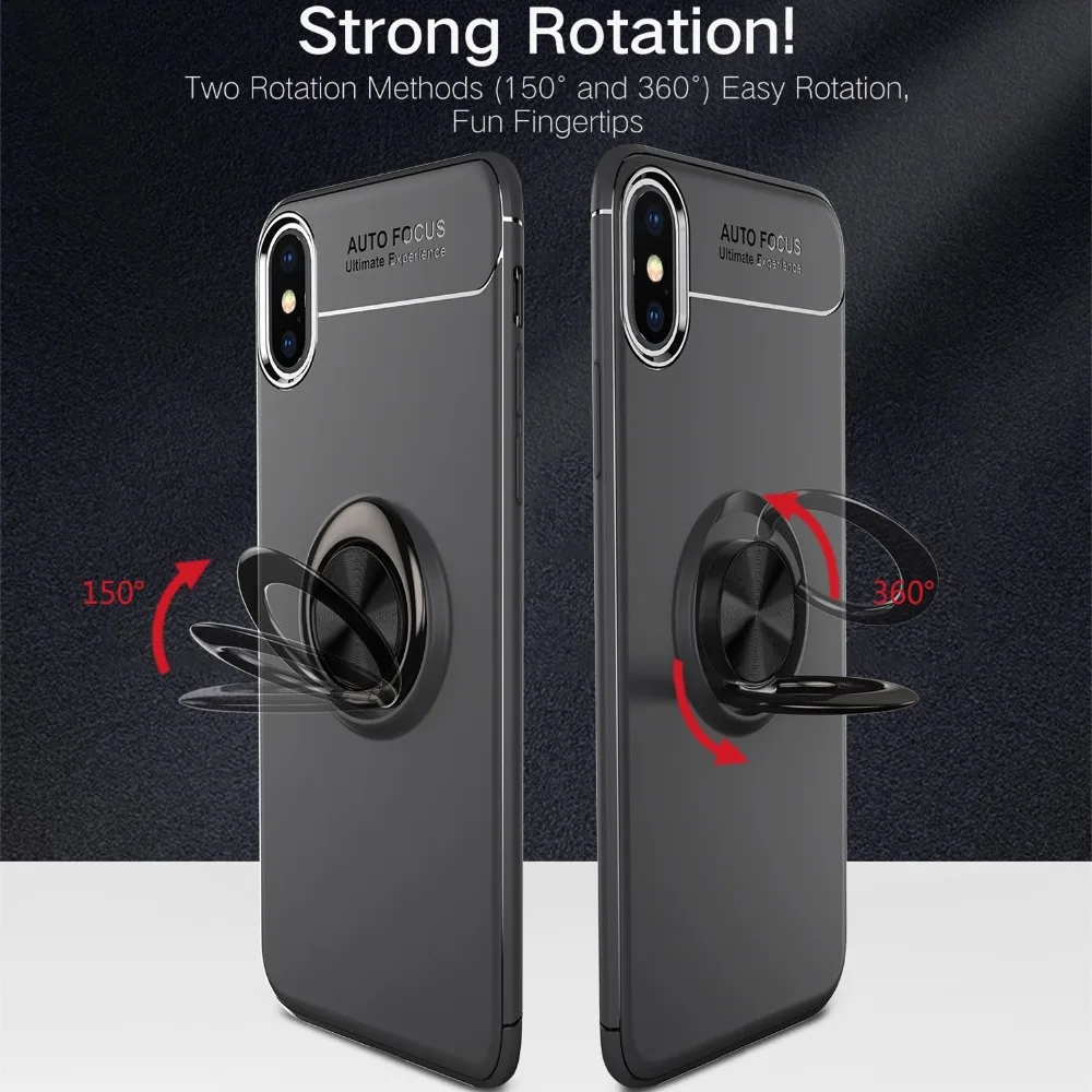 Phone case Full Protection Soft TPU Back Cover Shell For iPhone X 8 7 6 6s 5 plus With Luxury Finger Ring Holder Magnet Bracket |