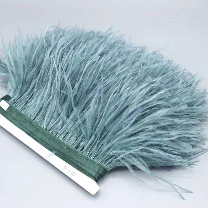 Gray-green 1 метр пушистые красивые страусиные перья отделка, с 8-10 см DIY платье свадебные аксессуары - Цвет: Gray-green