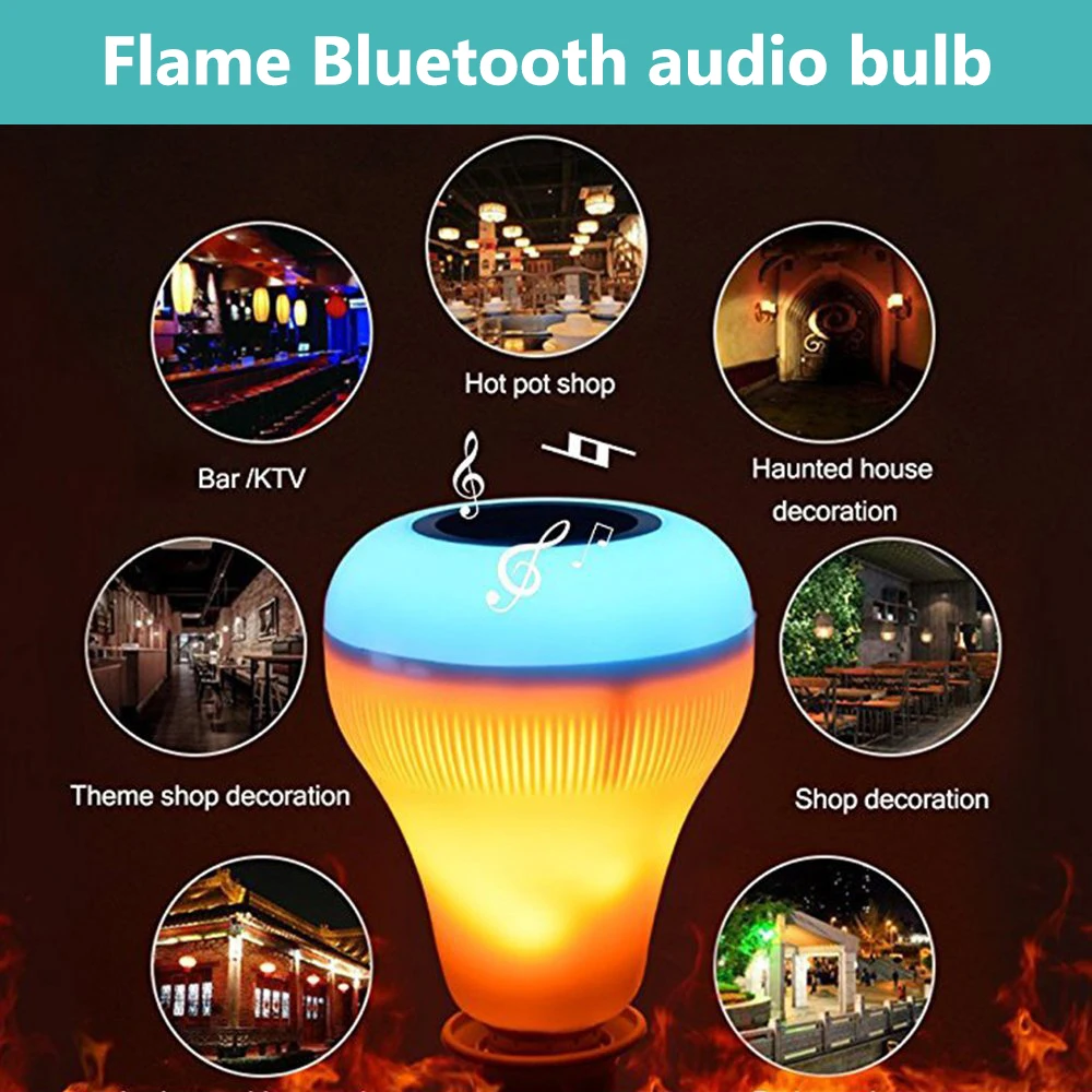 Беспроводной Bluetooth динамик Donwei E27 + 12 Вт RGB лампа с пламенем 110 В 220 умсветильник