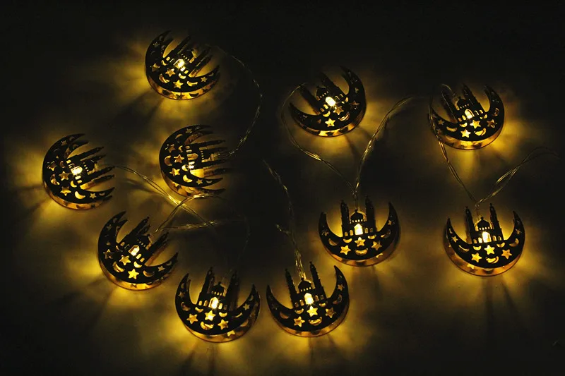 Лента светодиодных огней для украшения Рамадана "EID Mubarak Moon Lights Decor Party Supplies Muslim Islam Favors".