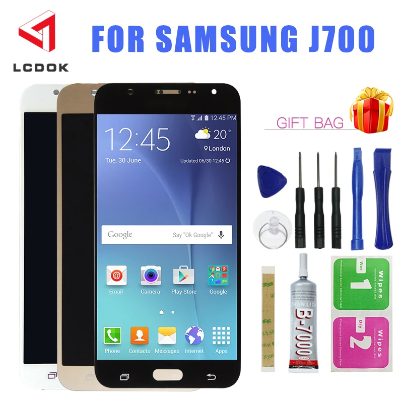 Жк-дисплей с регулируемой яркостью для Samsung Galaxy J7 2015 J700 J700F дигитайзер сенсорного