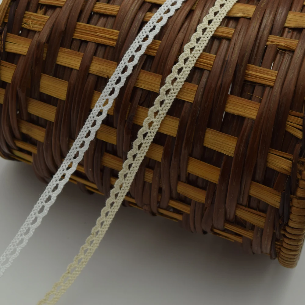 100 ярдов бежево-белое хлопковое кружево женское оптовая продажа ширина 7 мм.