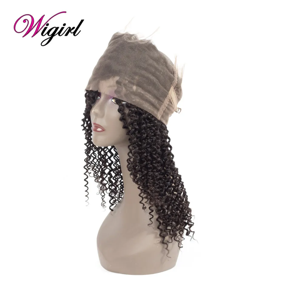 Курчавый локон 360 Шнурковая передняя кружевная лента в комплекте с набором прядей бразильских волос 8A 4 шт. Закрытие Курчавый.