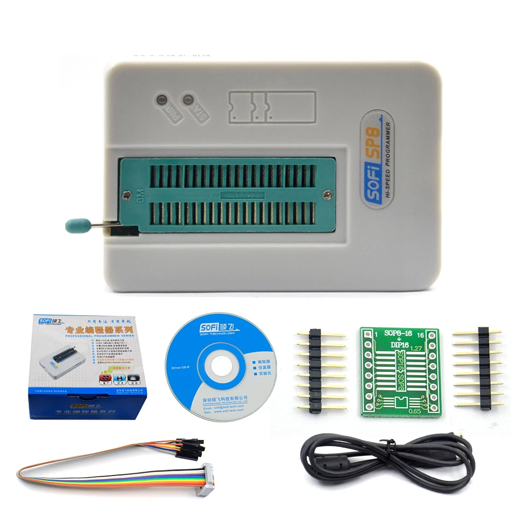 Профессиональный высокоскоростной USB программатор SOFI SP8-A EEPROM биос флэш ISP 40 контактов адаптер 24 25 93 для более 4000 микросхем