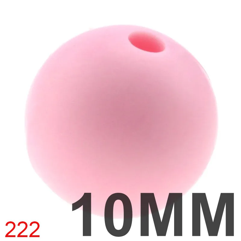 222 Light pink 100 шт 10 мм круглые силиконовые прорезыватели свободные бусины для изготовления ювелирных изделий Bpa бесплатно Diy Детская соска для успокаивания цепи - Цвет: 222 Light pink