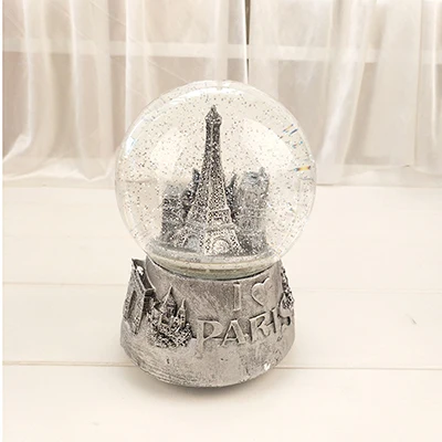 Silver 10*14 см Франция башня снег глобус хрустальный шар музыкальная шкатулка Ремесло Свадьба Рождество День святого Валентина подарки для девочек - Цвет: Silver