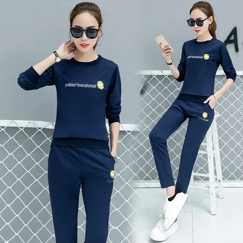 Плюс Размеры Новая мода Повседневное комплект из 2 частей 2017 женская обувь письмо