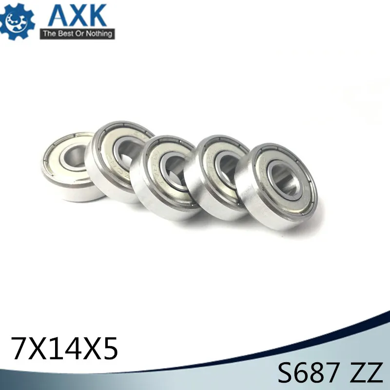 S687ZZ подшипник 7*14*5 мм (10 шт.) ABEC 1 440C ролик из нержавеющей стали S687Z S687 Z ZZ шариковые