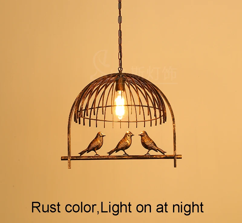 E27 винтажный железный подвесной светильник, Американский промышленный Лофт, бар, кафе, птица, Декор, подвесной светильник, Lamparas, блеск, 4 головки, птичья клетка, лампа