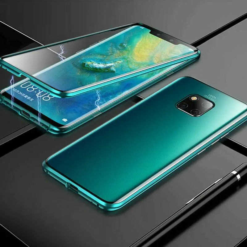 Для Huawei P30 Pro Магнитный чехол передняя + задняя двухсторонняя 9H закаленное стекло
