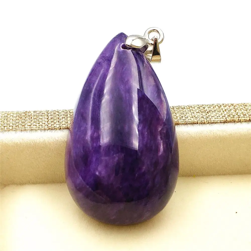 Топ Природный чароит фиолетовый драгоценный камень женский мужской кулон 38x22x10