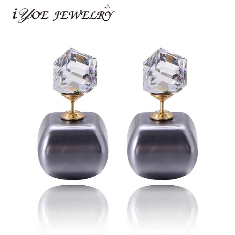 IYOE женские серьги пусеты золотого цвета с кубическим кристаллом|jewlery for women|beads stud