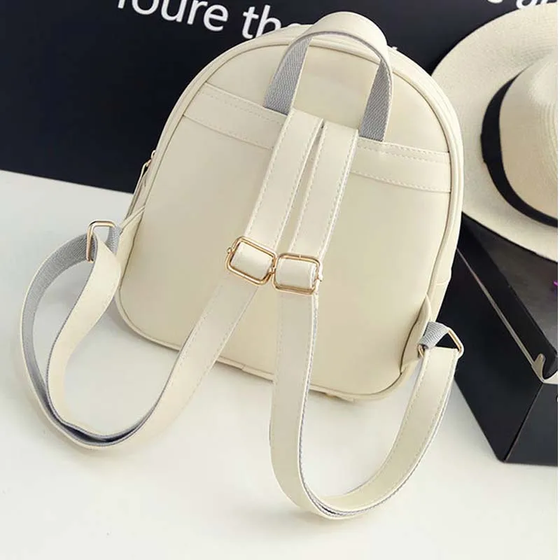 Модный женский рюкзак с мультяшным котом кожаный регулируемым ремешком для